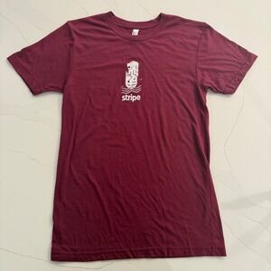 American Apparel Burgundy Stripe Merlion Graphic T Shirt Size Small